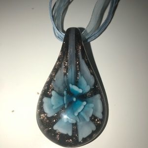 Blue flower necklace